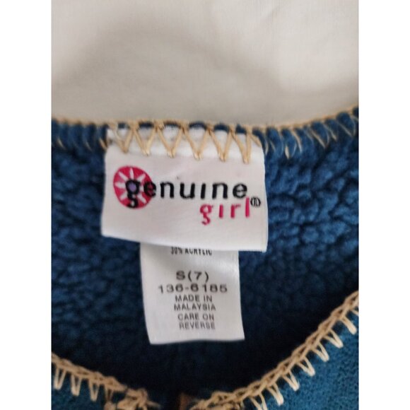Genuine Girl Kids Sleeveless Outerwear Fleece Embroidered Vest Blue Size S(7) - Picture 6 of 10